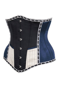 Busto largo azul marino inspirado en el circo victoriano Underbust