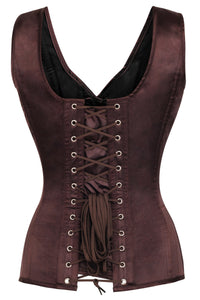 Espresso Cuello en V Cintura Faja Con Tirantes Overbust