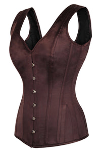 Espresso Cuello en V Cintura Faja Con Tirantes Overbust