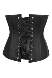 Corset Story BC-003 Black Satin Longline Underbust Corset with Black Mesh Panels