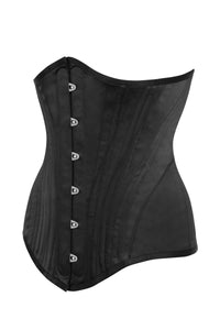 Corset Story BC-006 Black Satin Longline Underbust Corset with Hip Panels