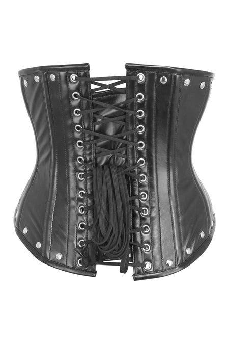 Fetish Underbust de PVC negro con cremallera frontal