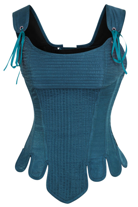 Corsé de inspiración histórica en azul Overbust