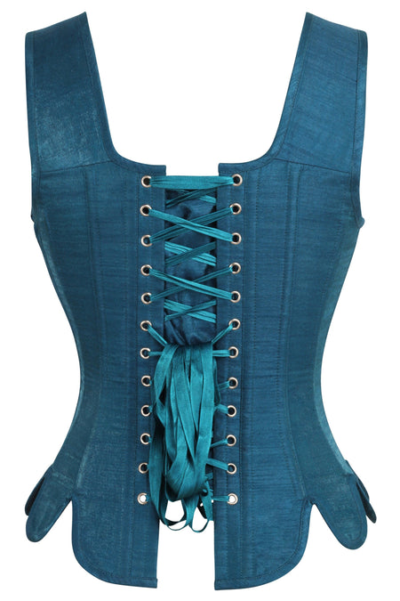 Corsé de inspiración histórica en azul Overbust
