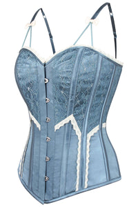 Corset Story FTS211 Antique Dusky Blue Satin Overbust Corset