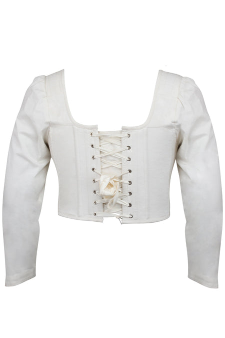 Theodora Whisper White Corsé de algodón elástico con mangas largas