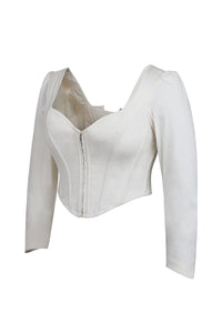 Theodora Whisper White Corsé de algodón elástico con mangas largas