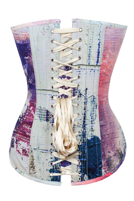 Corset Story MY-634 Vibrant Purple and Cream Snakeprint Longline Overbust Corset