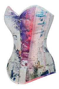 Corset Story MY-634 Vibrant Purple and Cream Snakeprint Longline Overbust Corset