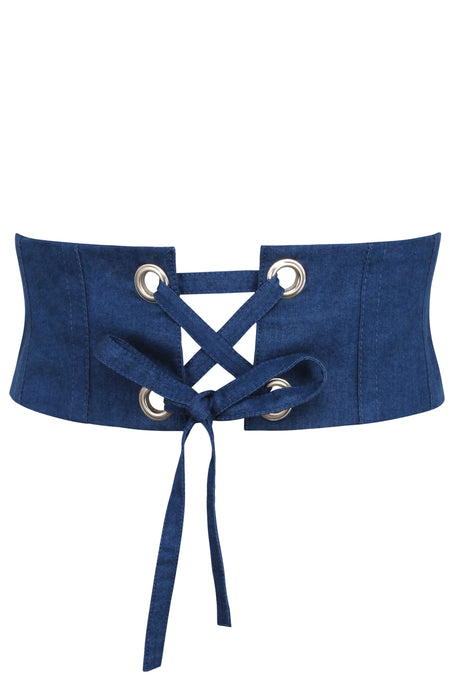 Cinturón estilo corsé de chambray azul violeta