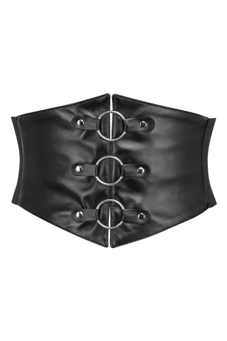 Cinturón gótico negro de piel sintética inspirado en un corsé