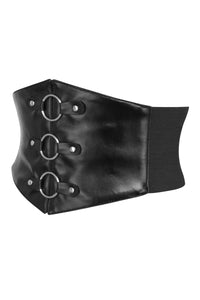 Cinturón gótico negro de piel sintética inspirado en un corsé