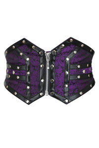 Cinturón púrpura de brocado con tachuelas e inspirado en un corsé de PVC
