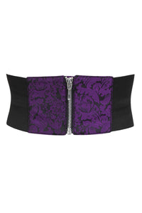 Cinturón gótico de brocado púrpura inspirado en Waspie