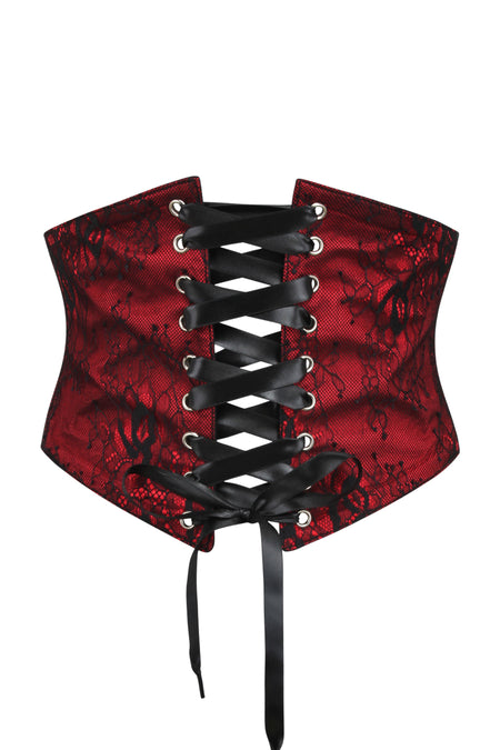 Cinturón de encaje rojo inspirado en un corsé