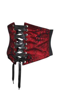 Cinturón de encaje rojo inspirado en un corsé