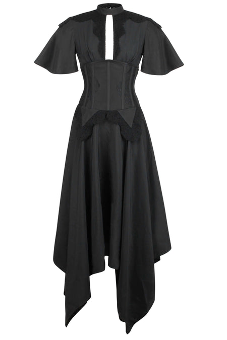 Vestido Negro Corsé con Detalle de Encaje