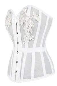 Corset Story WTS921 WHITE MESH AND LACE APPLIQUÉ CORSET