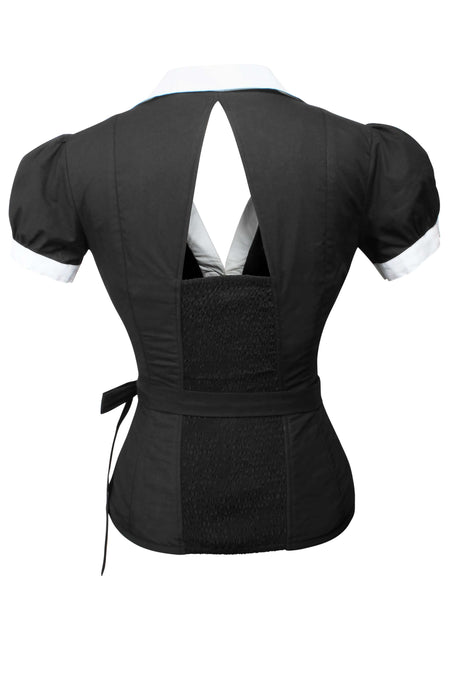 Corset Story SST014 Black and White Monochrome Corset Shirt